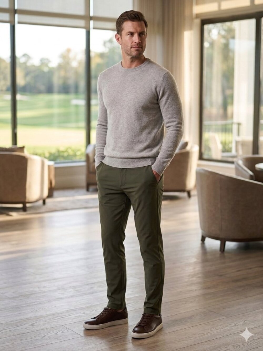 Rhone Resort Pant Slim Size 36x33 Olive Stretch Italian Fabric Golf Travel